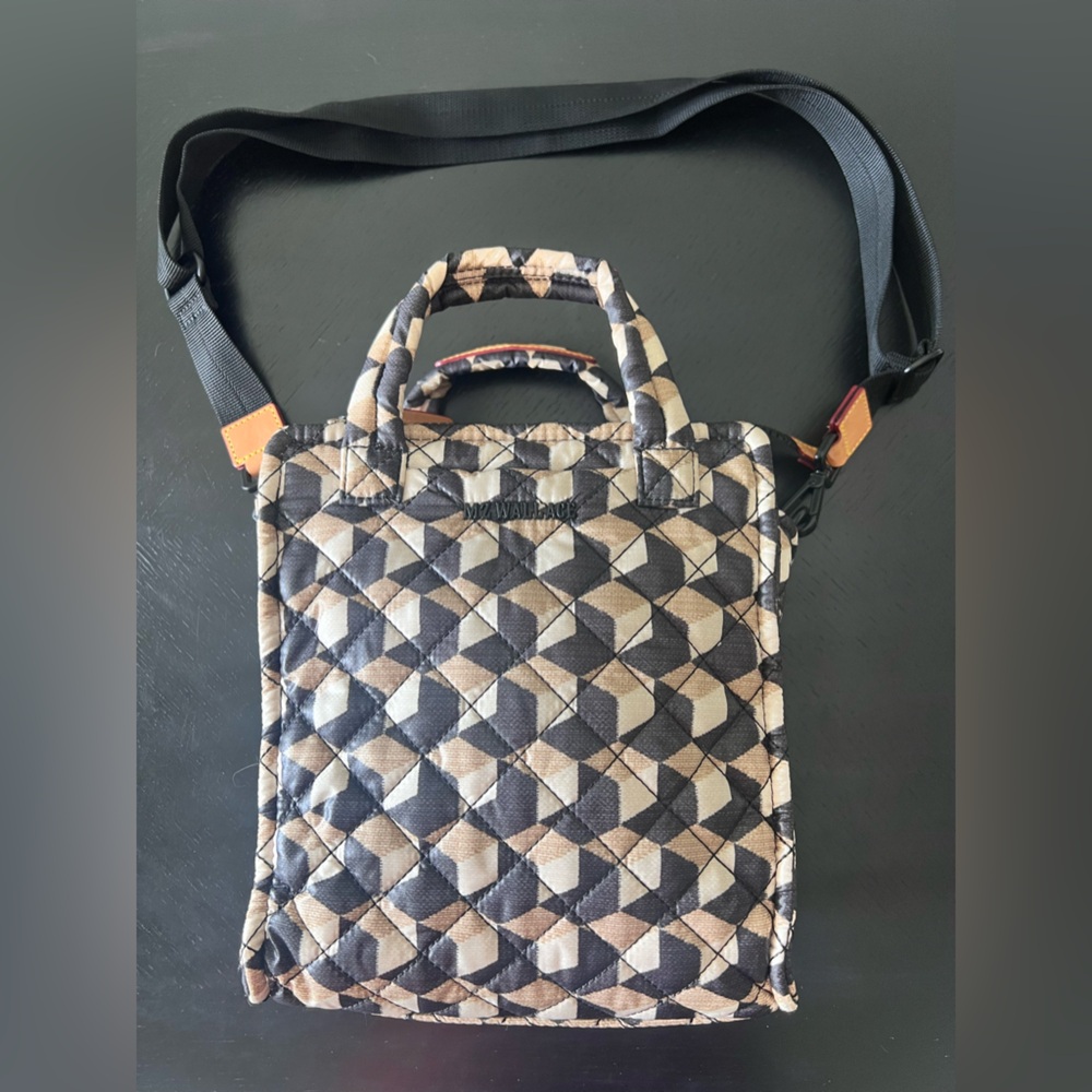MZ Wallace Geometric Black and Tan Tote